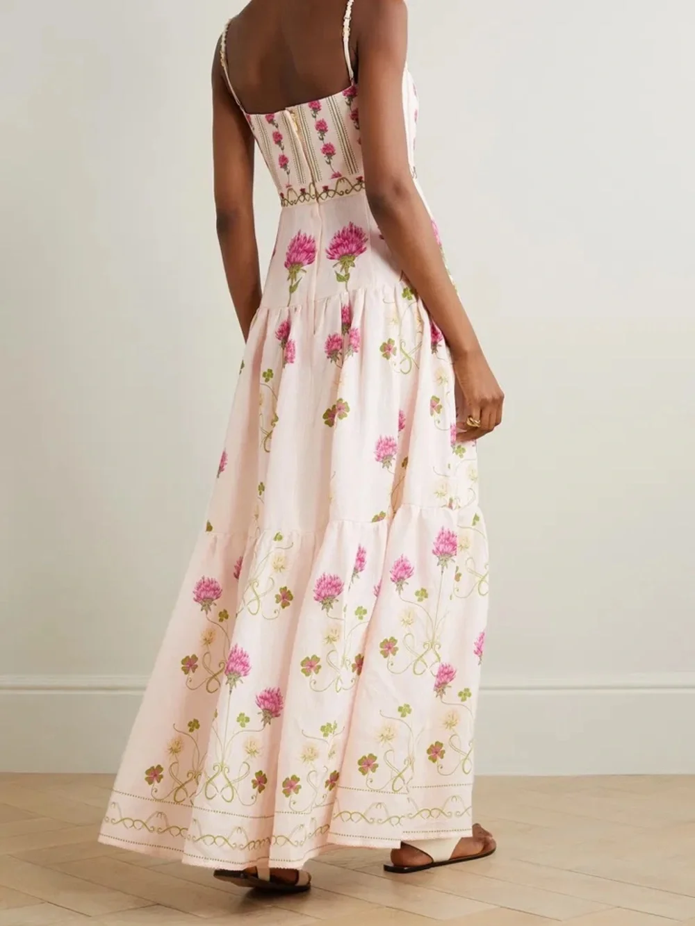 Lima Trebol Embellished Floral-Print Linen Maxi Dress - Picture 2 of 3